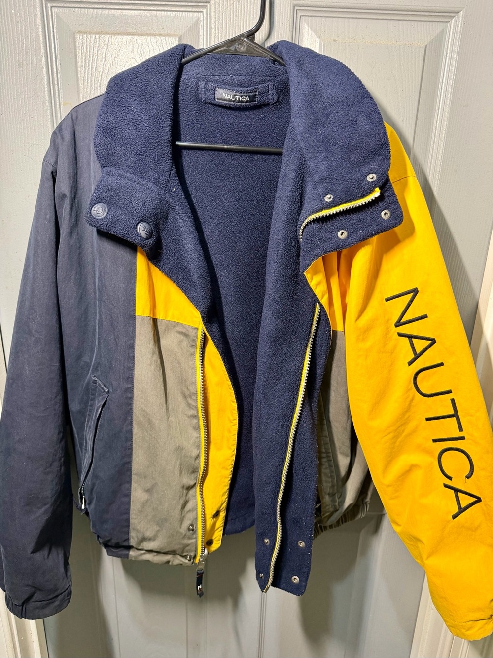 Nautica Men’s Navy, Yellow & Gray Colorblock Windbreaker